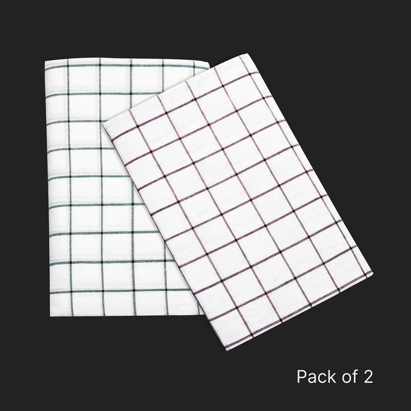Oasis Home Collection Cotton Open Ended -Free size Ready To Wear Boss Checks Lungi - 2 Piece Pack