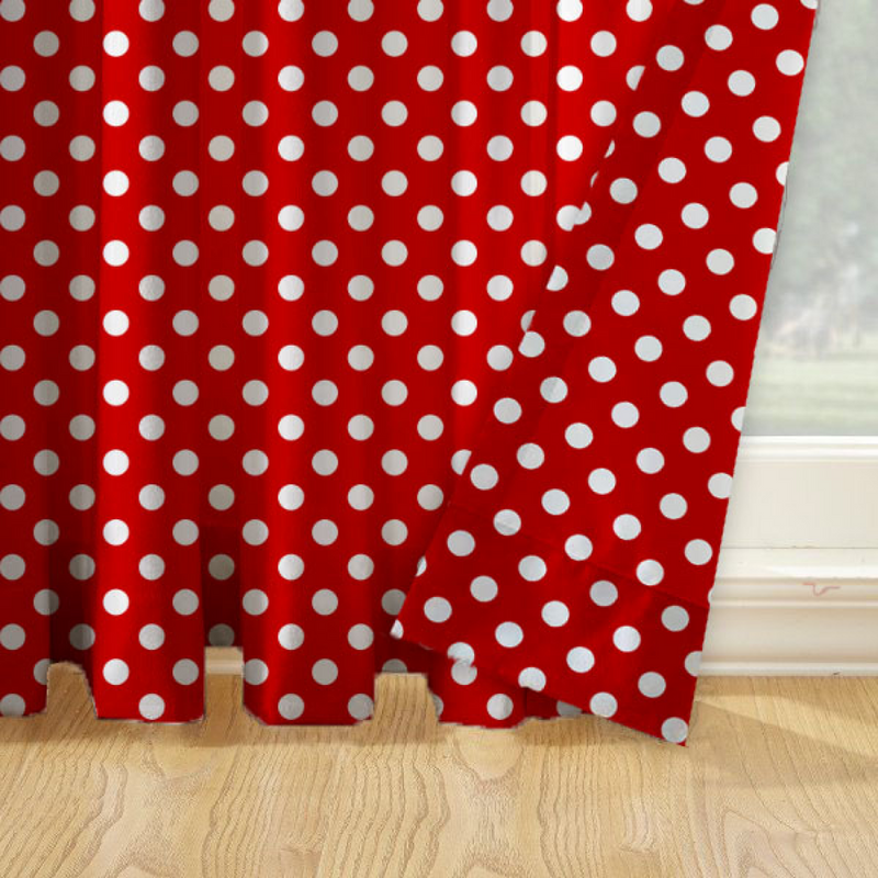 Oasis Home Collection Cotton Printed Eyelet Curtain –  Red - 5 feet, 7 feet, 9 feet