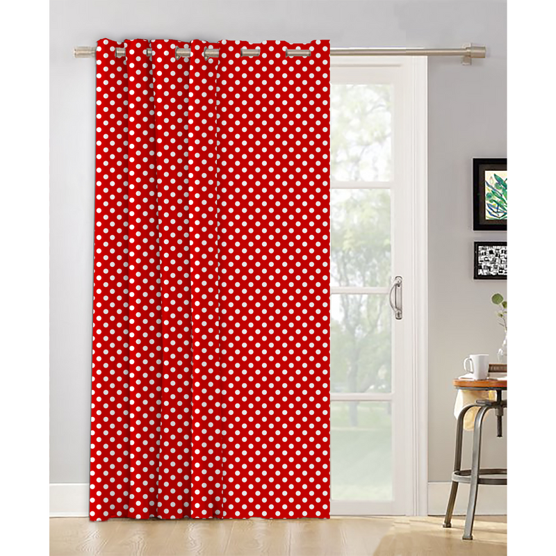 Oasis Home Collection Cotton Printed Eyelet Curtain –  Red - 5 feet, 7 feet, 9 feet