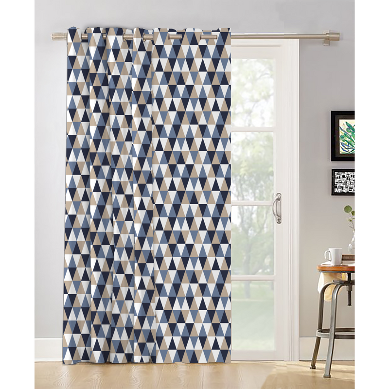 Oasis Home Collection Cotton Printed Eyelet Curtain – Geometric, Multicolor - 5 feet, 7 feet, 9 feet