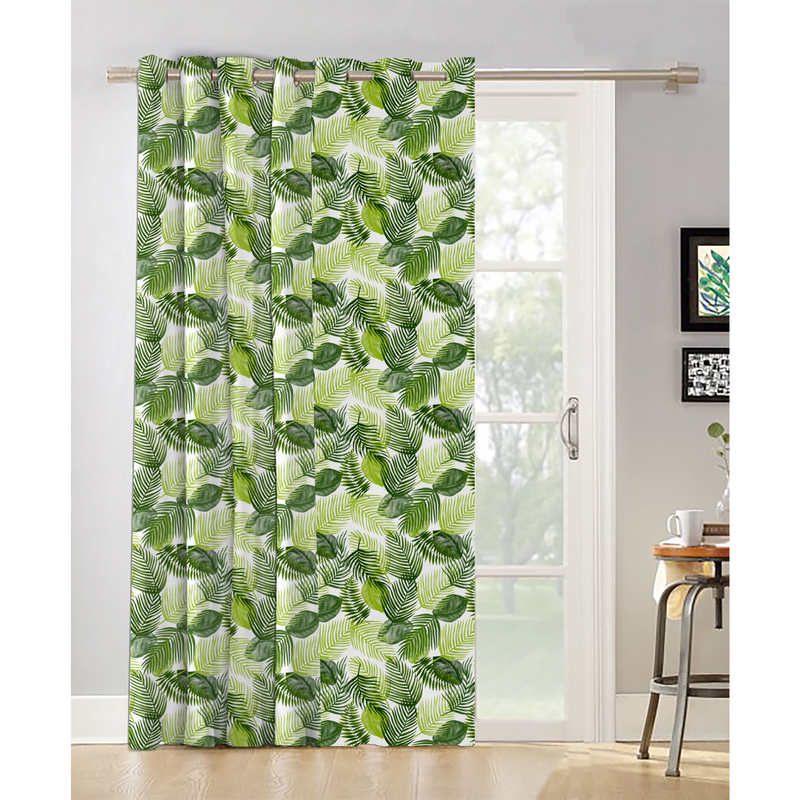 Oasis Home Collection Cotton Printed Eyelet Curtain – Green - 5 feet, 7 feet, 9 feet