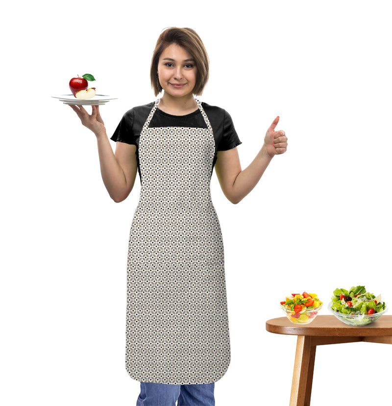 Oasis Home Collection Cotton Printed Apron Free Size  - Beige- Printed Pattern