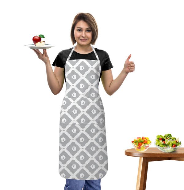 Oasis Home Collection Cotton Printed Apron Free Size - Grey - Printed Pattern