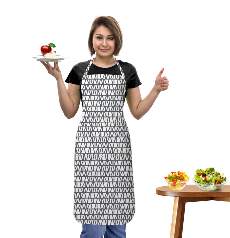 Oasis Home Collection Cotton Printed Apron Free Size - Grey - Printed Pattern