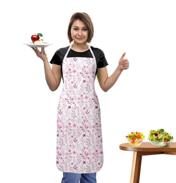 Oasis Home Collection Cotton Printed Apron Free Size - Lavender - Floral Pattern