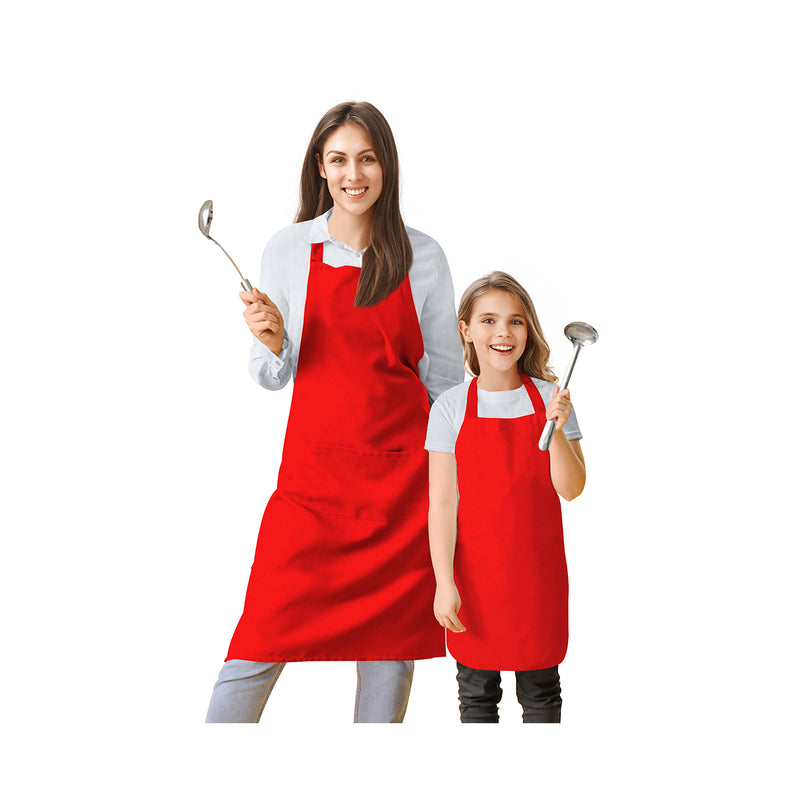 Oasis Home Collection Cotton Solid Adult & Kids Apron - Yellow, Red wood, Red, Sand, Orange