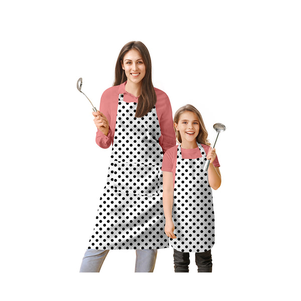 Oasis Home Collection Cotton Printed Adult & Kids Apron - Black & White