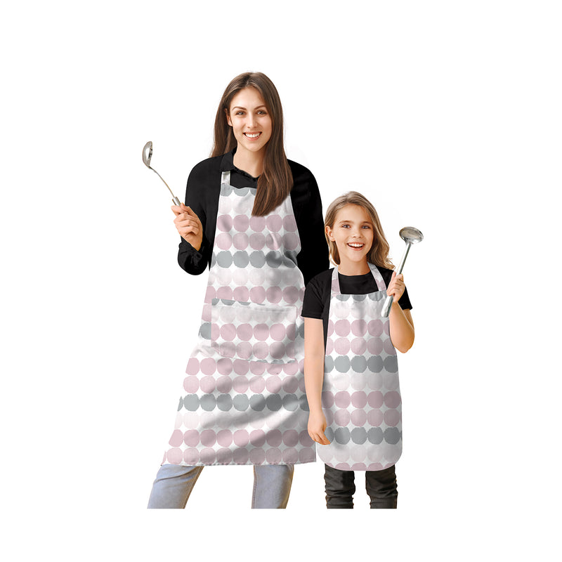 Oasis Home Collection Cotton Printed Adult & Kids Apron - Pink, Grey