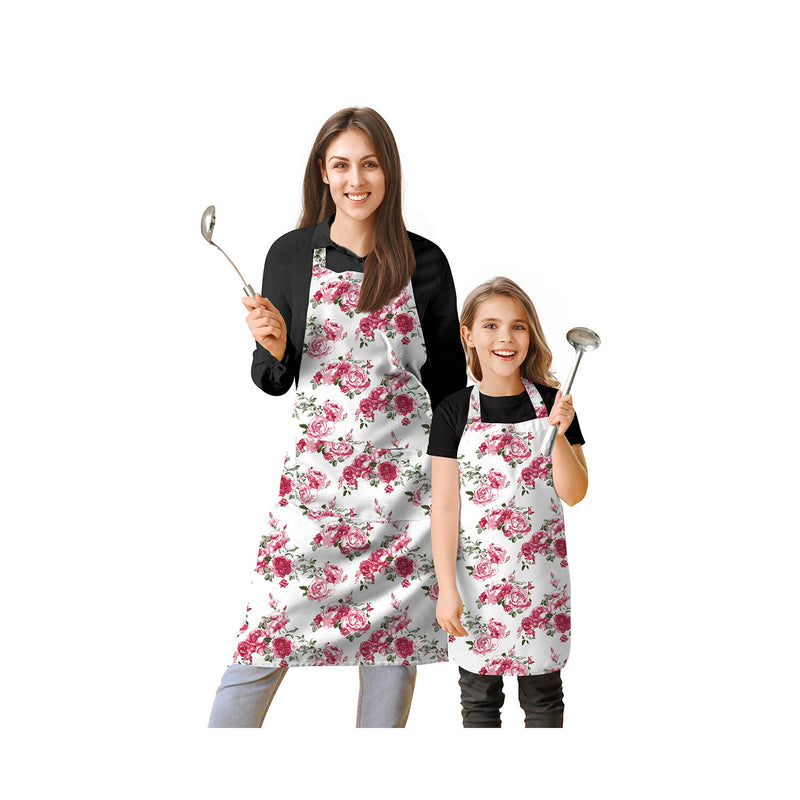 Oasis Home Collection Cotton Printed Adult & Kids Apron - White