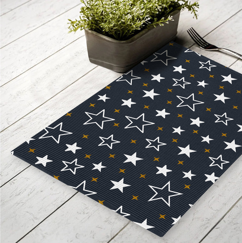 Oasis Home Collection Cotton Gold Star Kitchen Place Mat - 4 Piece Pack