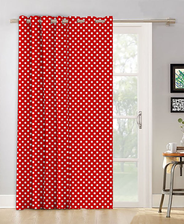 Oasis Home Collection Cotton Printed Eyelet Curtain – Red - 5 feet, 7 feet, 9 feet