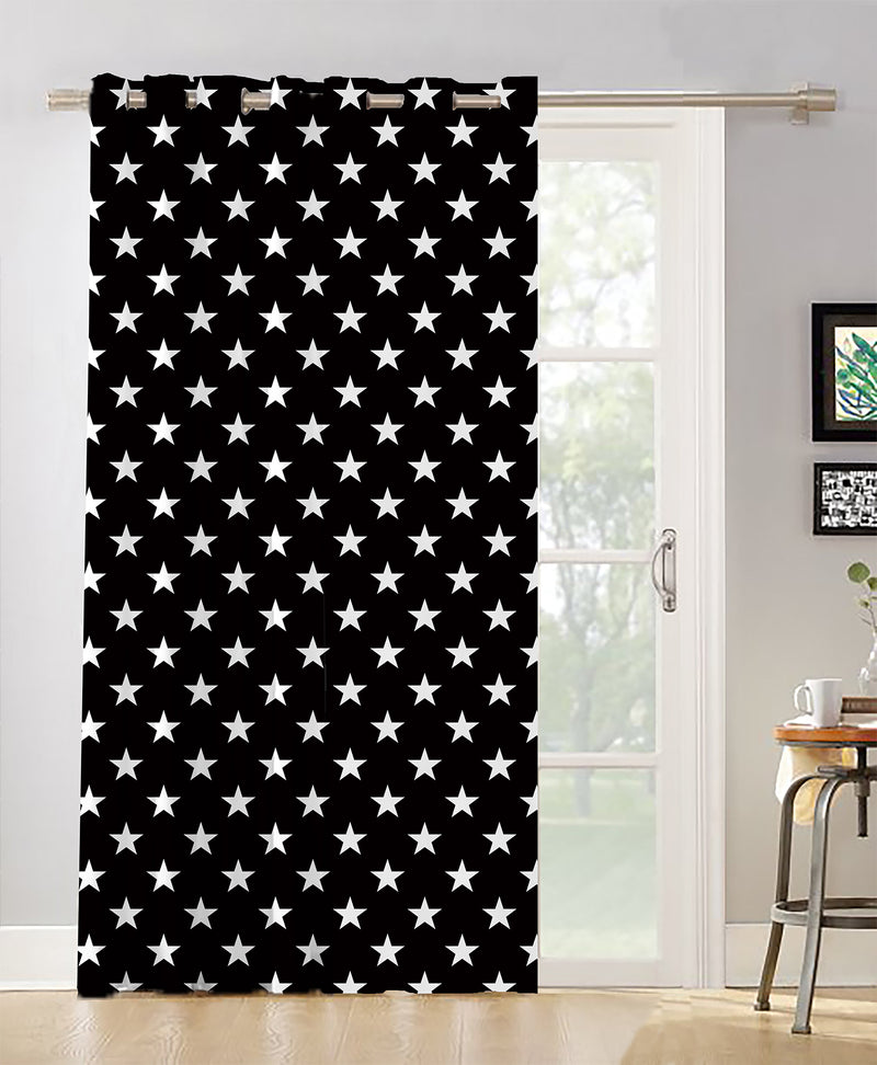 Oasis Home Collection Cotton Printed Eyelet Curtain – Black - 5 feet, 7 feet, 9 feet