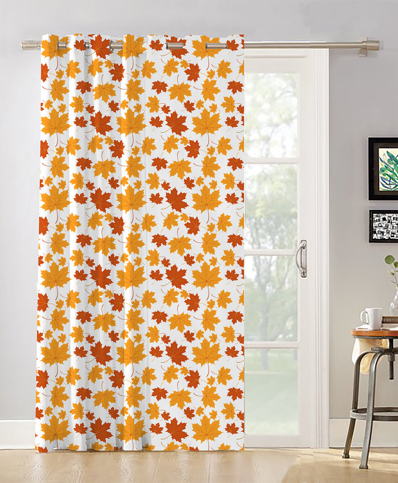Oasis Home Collection Cotton Printed Eyelet Curtain – Orange - 5 feet, 7 feet, 9 feet