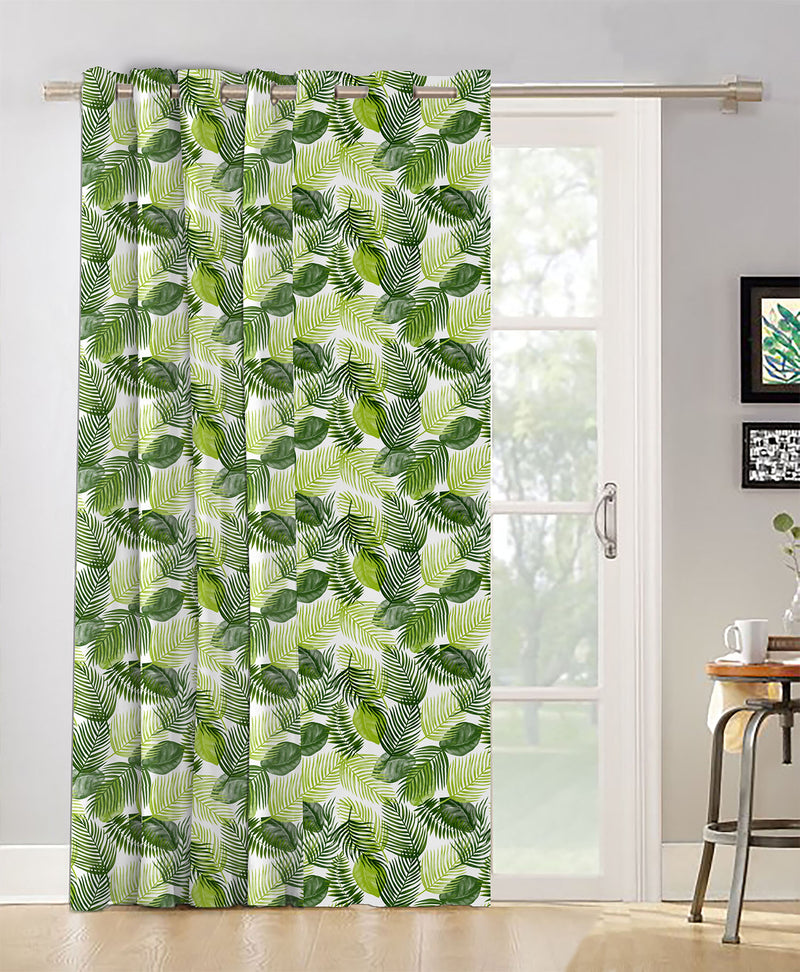 Oasis Home Collection Cotton Printed Eyelet Curtain –  Green - 5 feet, 7 feet, 9 feet