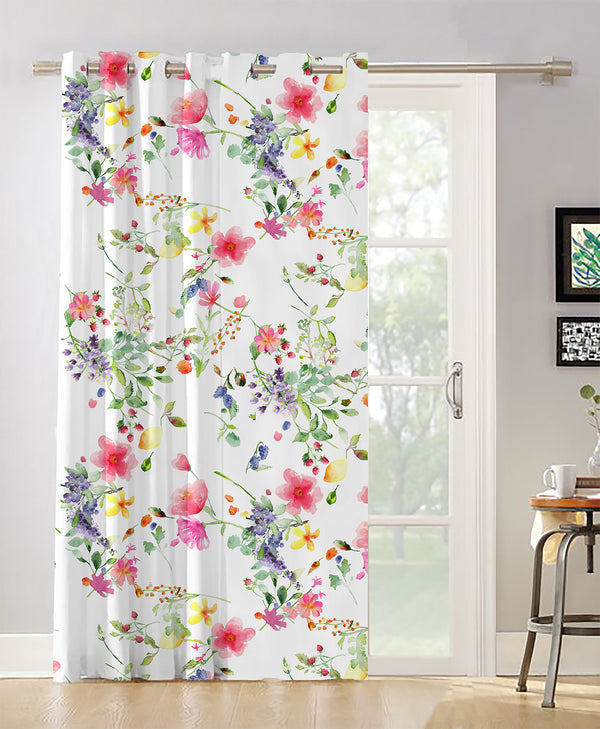Oasis Home Collection Cotton Printed Eyelet Curtain – White - 5 feet, 7 feet, 9 feet