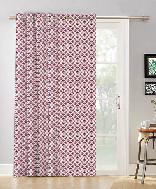 Oasis Home Collection Cotton Printed Eyelet Curtain – Pink - 5 feet, 7 feet, 9 feet