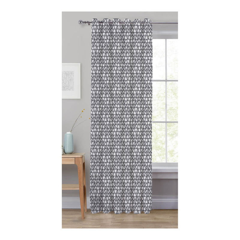 Oasis Home Collection Cotton Printed Eyelet Curtain – Grey - 5 feet, 7 feet, 9 feet