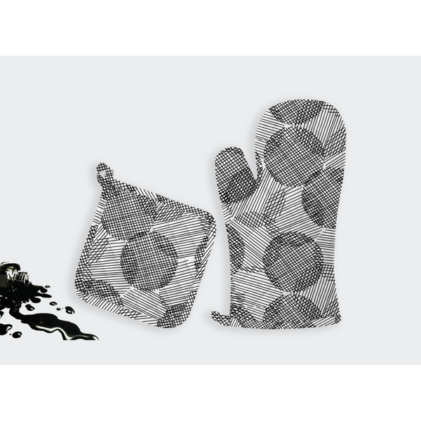Oasis Home Collections Printed Pot Holder And Gloves Set - Grey