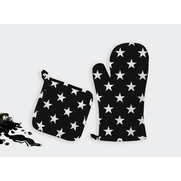 Oasis Home Collections Printed Pot Holder And Gloves Set - Black