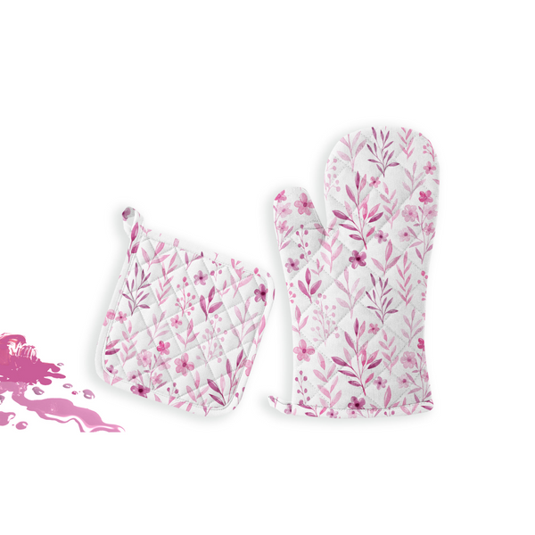 Oasis Home Collections Printed Pot Holder And Gloves Set - Lavender