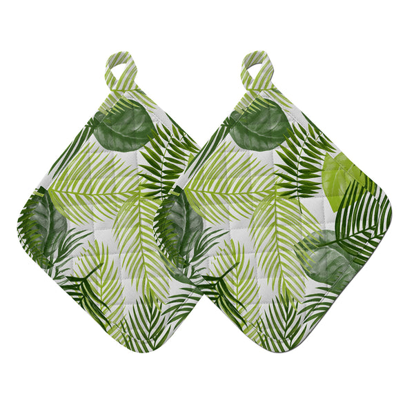 Oasis Home Collections Oven Pot Holder Set - Green Leaf - 2 piece pack