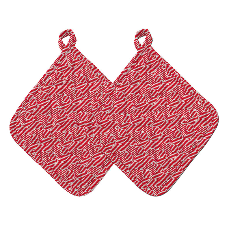 Oasis Home Collections Oven Pot Holder Set - Red , Black - 2 Piece Pack