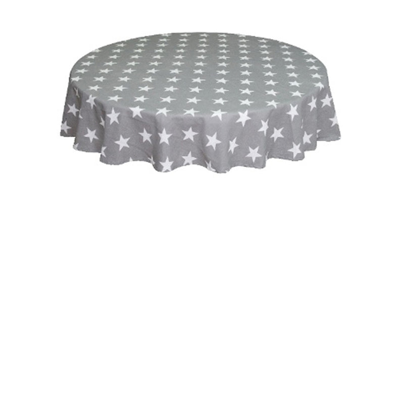 Oasis Home Collection Cotton Printed Round Table Cloth - 6 Seater - Grey