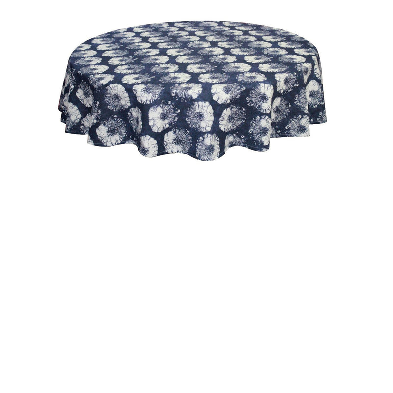 Oasis Home Collection Cotton Printed  Round Table Cloth - 6 Seater - Blue