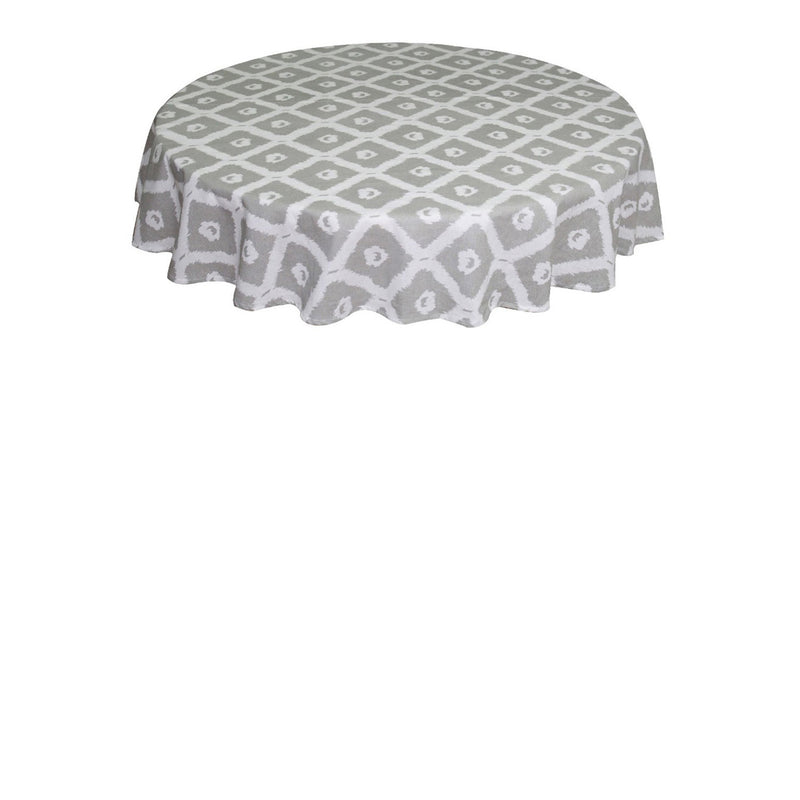 Oasis Home Collection Cotton Printed  Round Table Cloth - 6 Seater - Grey