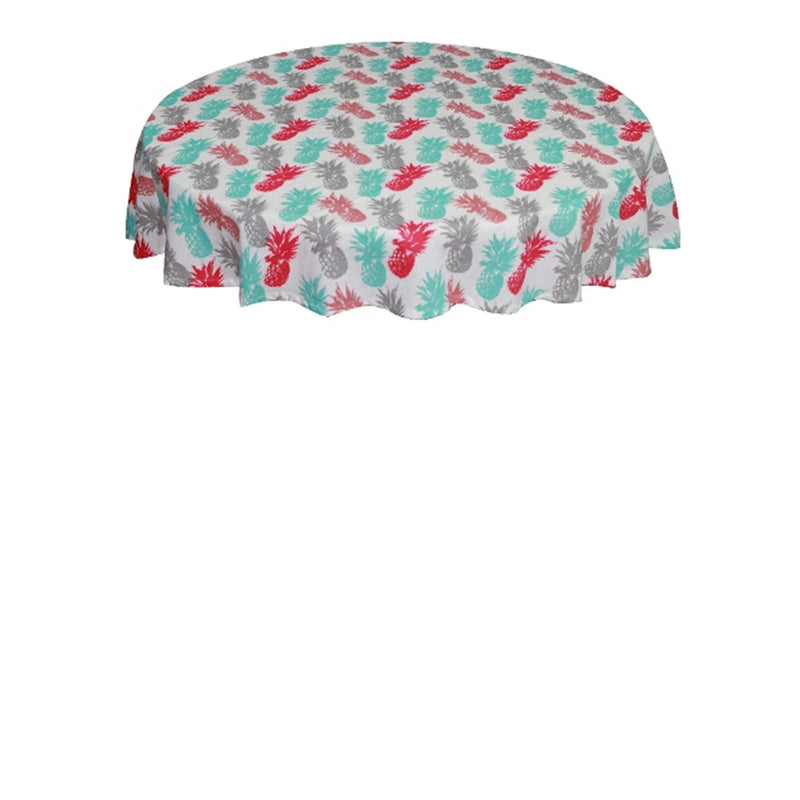 Oasis Home Collection Cotton Printed  Round Table Cloth - 6 Seater  - Red & Green
