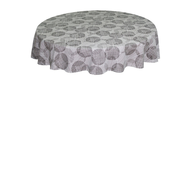 Oasis Home Collection Cotton Printed Round Table Cloth - 6 Seater - Grey