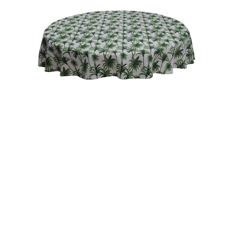 Oasis Home Collection Cotton Printed Round Table Cloth - 6 Seater - Green