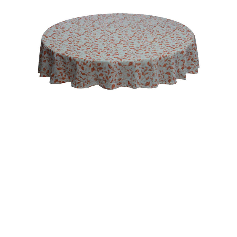 Oasis Home Collection Cotton Printed Round Table Cloth - 6 Seater - Orange, Grey