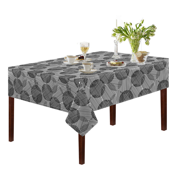 Oasis Home Collection Cotton Printed Table Cloth -Black-Geometric Pattern