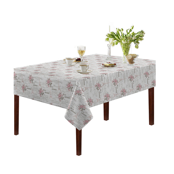 Oasis Home Collection Cotton Printed Table Cloth - White - Printed Pattern