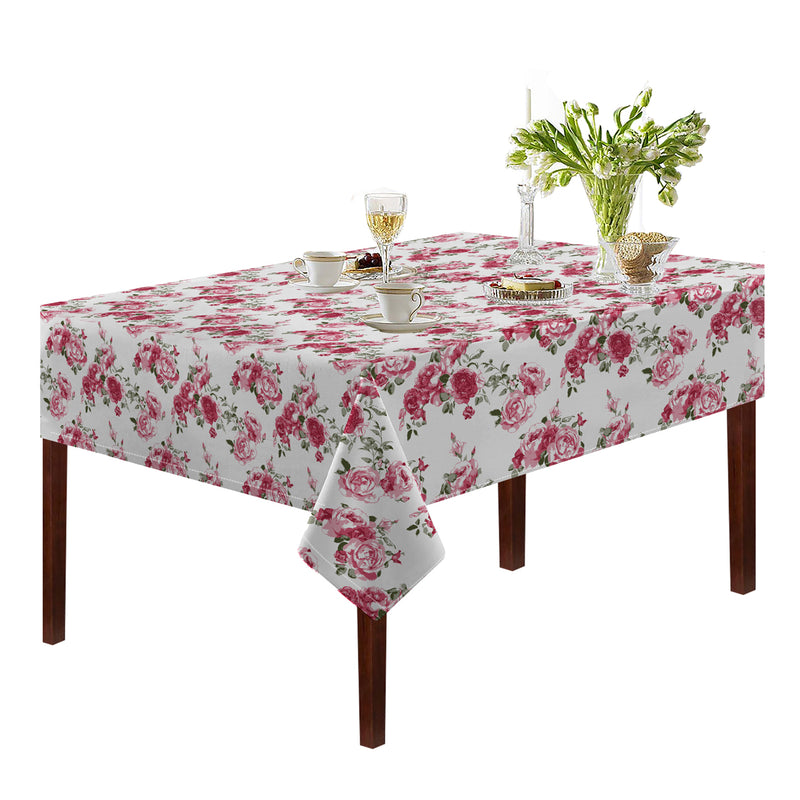 Oasis Home Collection Cotton Printed Table Cloth - White - Printed Pattern