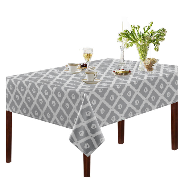 Oasis Home Collection Cotton Printed Table Cloth - Grey - Ikat Printed Pattern