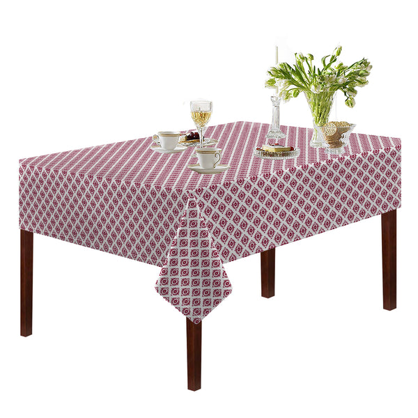 Oasis Home Collection Cotton Printed Table Cloth - Red - Printed Pattern