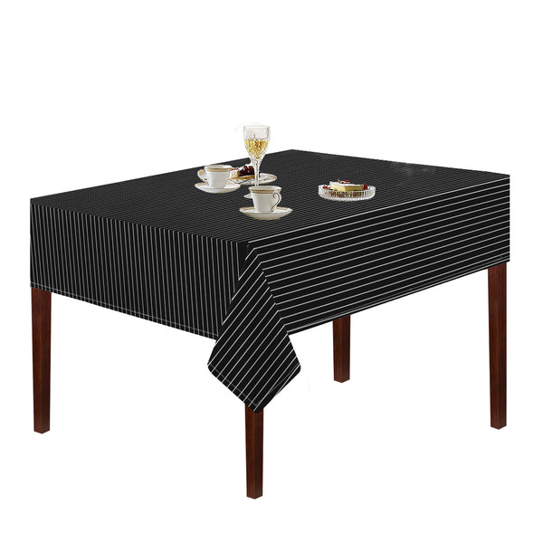 Oasis Home Collection Cotton Printed Table Cloth - Black, Red - Stripe - Printed Pattern