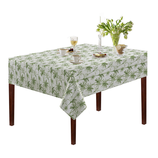 Oasis Home Collection Cotton Printed Table Cloth - Green - Printed Pattern