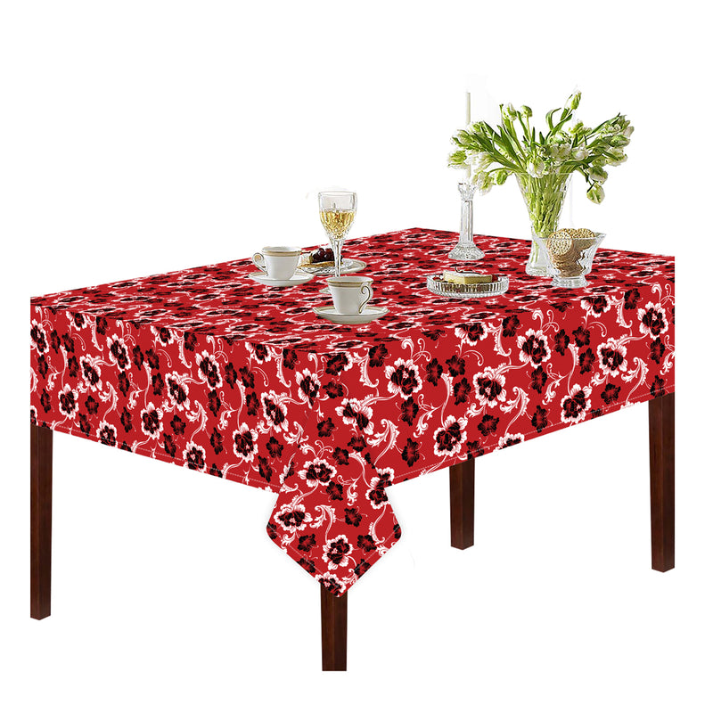 Oasis Home Collection Cotton Printed Table Cloth - Black, Red, Blue, Grey - Hibiscus Printed  Pattern