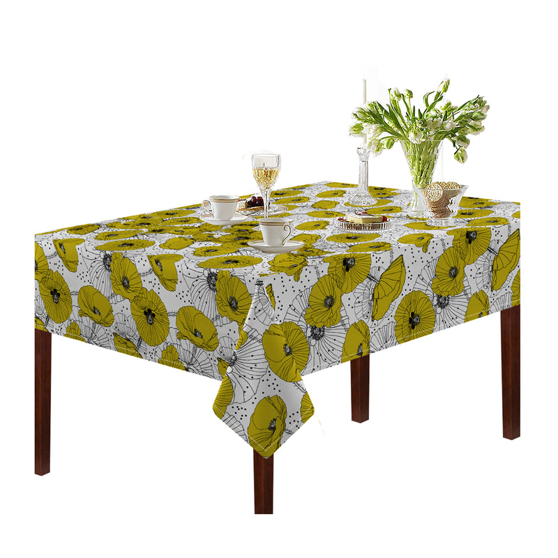 Oasis Home Collection Cotton Printed Table Cloth - Blue & Yellow - Clitoria Printed Pattern