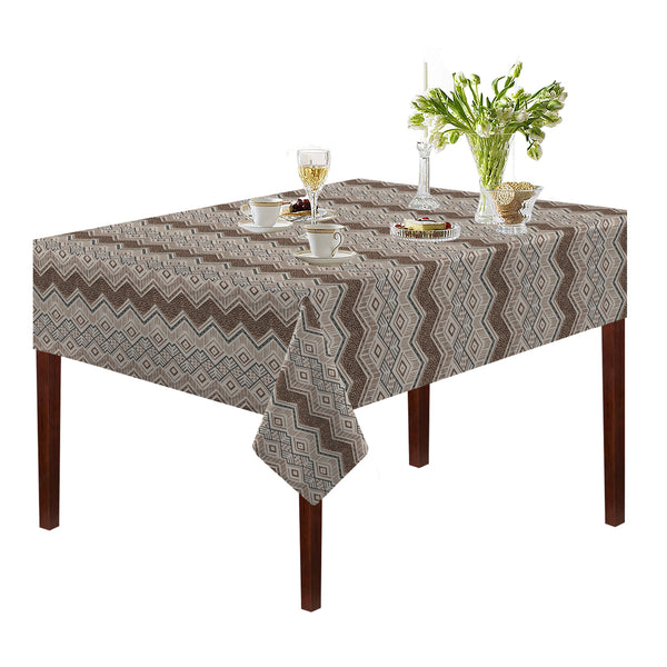Oasis Home Collection Cotton Printed Table Cloth - Brown, Red, Green - Chevron Printed  Pattern