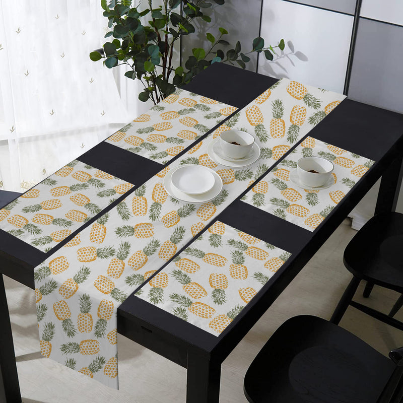 Oasis Home Collection Cotton Printed Table Runner With Place Mat - White