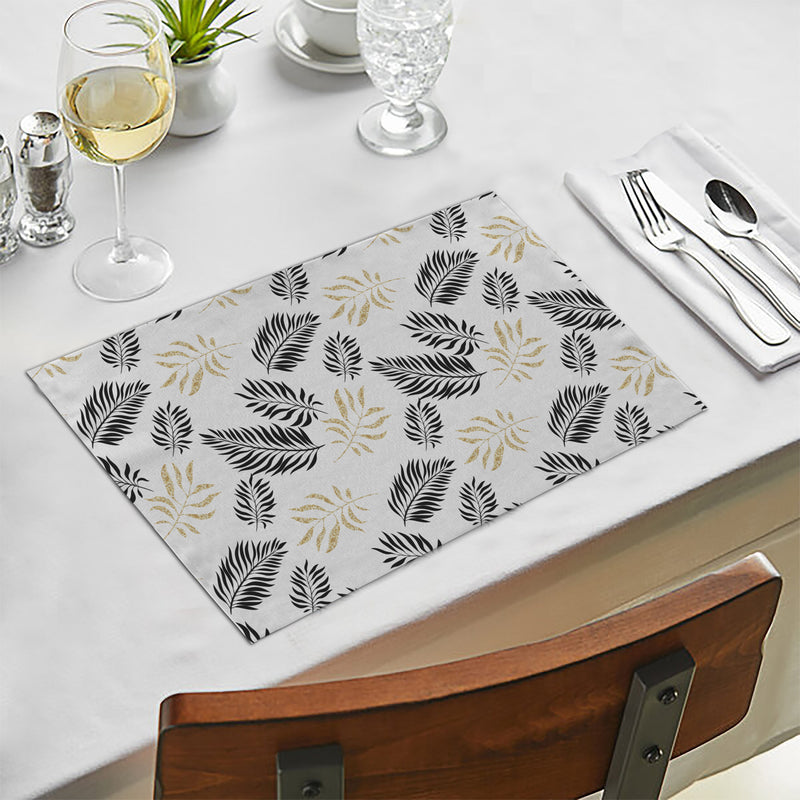 Oasis Home Collection Cotton Printed Table Runner With Place Mat - Gold & Black