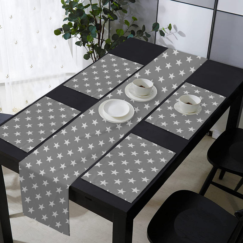 Oasis Home Collection Cotton Printed Table Runner With Place Mat -  Grey