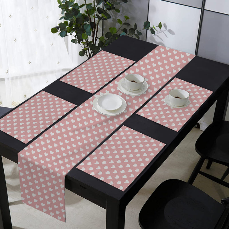 Oasis Home Collection Cotton Printed Table Runner With Place Mat - Red, Grey, Pink, Black