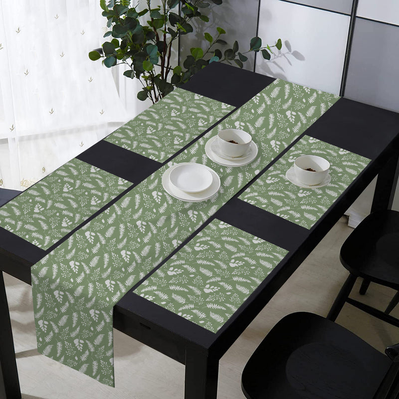 Oasis Home Collection Cotton Printed Table Runner With Place Mat - Green