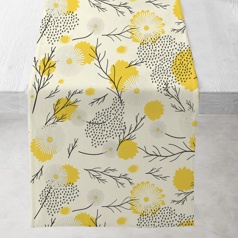 Oasis Home Collection Cotton Printed Table Runner With Place Mat - Yellow