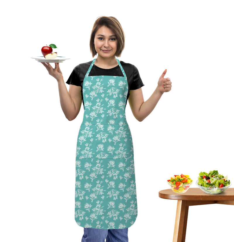 Oasis Home Collection Cotton Printed Apron Free Size - Green, Yellow, Purple, Peach - Printed Pattern